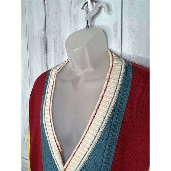 VINTAGE RAFFI LINEA UOMO EMBROIDERED COLORFUL GRANDPA CARDIGAN POCKET SWEATER XL - Picture 7 of 15
